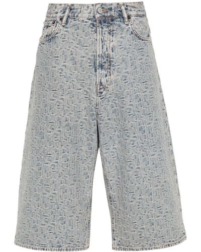 Acne Studios Jeans-Shorts mit Monogramm-Jacquard - Grau