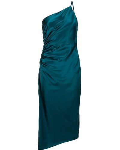 Michelle Mason Gathered-detail Silk Dress - Green