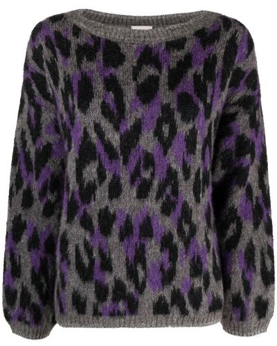 Liu Jo Leopard-print Knit Sweater - Black