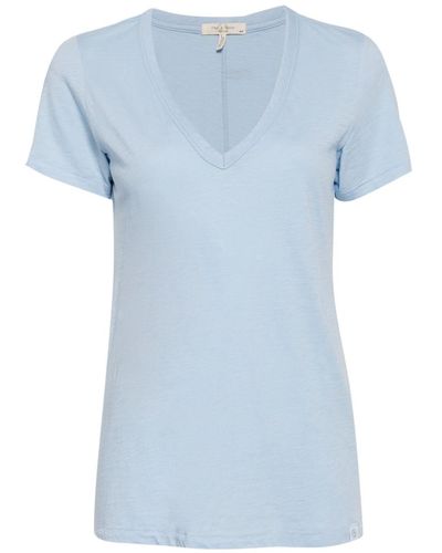 Rag & Bone V-neck Organic Cotton T-shirt - Blue