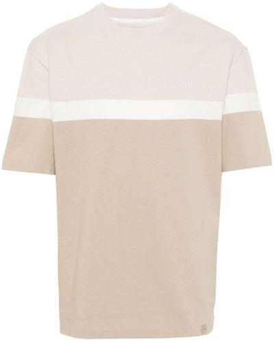 BOGGI T-shirt a righe con ricamo - Bianco