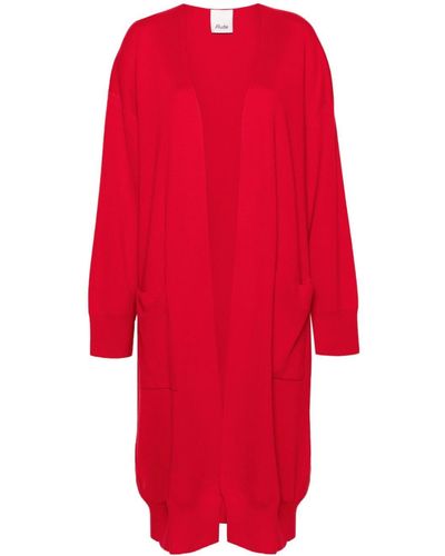 Allude Manteau en laine vierge à design ouvert - Rouge