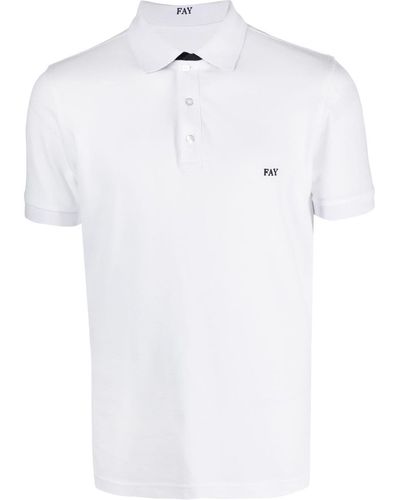 Fay Poloshirt Met Geborduurd Logo - Wit