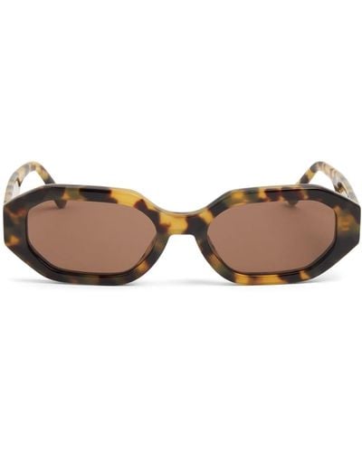 Linda Farrow X The Attico lunettes de soleil Irene à monture géométrique - Marron