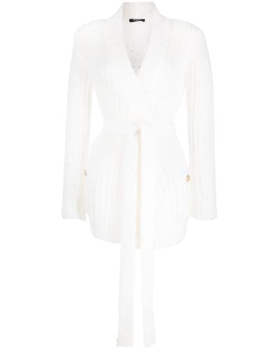 Balmain Sequin-embellished Mohair-blend Cardigan - White