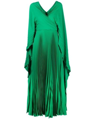 Valentino Garavani Robe longue plissée à col v - Vert