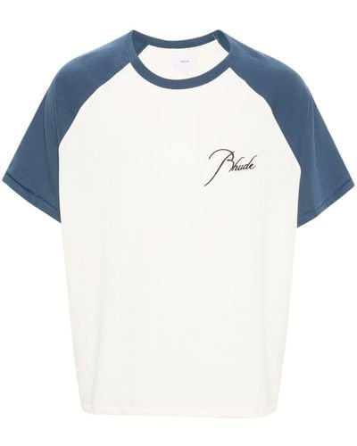 Rhude Camiseta con logo bordado - Azul