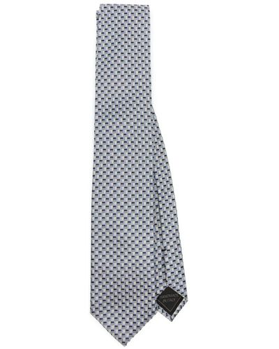 Brioni Geometric-jacquard Silk Tie - White