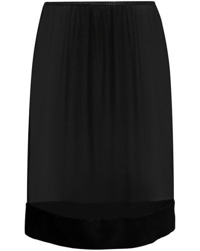 Saint Laurent Semi-sheer Silk Skirt - Black