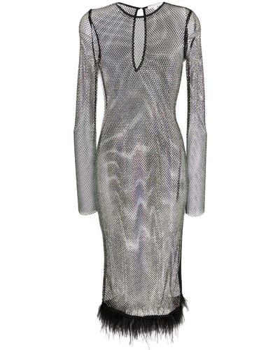 Patrizia Pepe Rhinestone-embellished Sheer Midi Dress - Grey