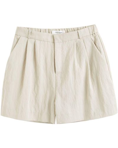 Chinti & Parker Pleat-detail Cotton Shorts - Natural