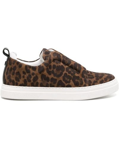 Pierre Hardy Baskets Slider Leopard-pattern Suede Sneakers - Brown