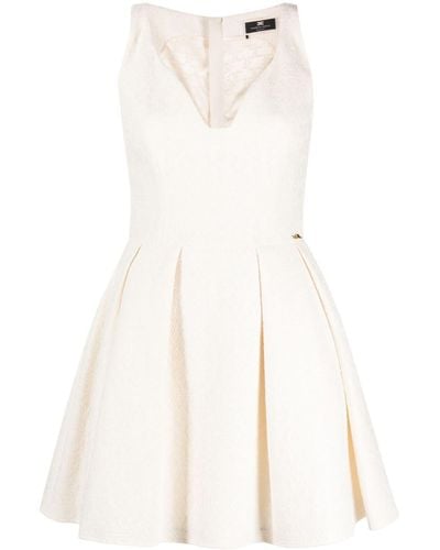 Elisabetta Franchi Pleated Lace Minidress - White