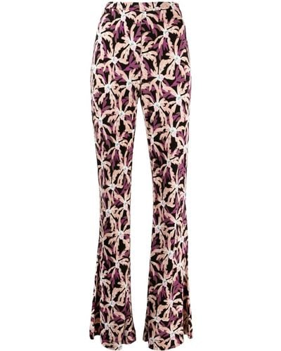 Diane von Furstenberg Brooklyn Floral-print Flared Pants - Purple