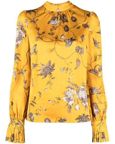 Erdem Blusa con estampado floral - Amarillo
