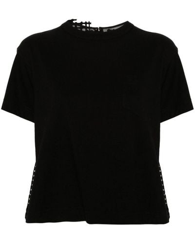 Sacai Pleated Cotton T-shirt - Black
