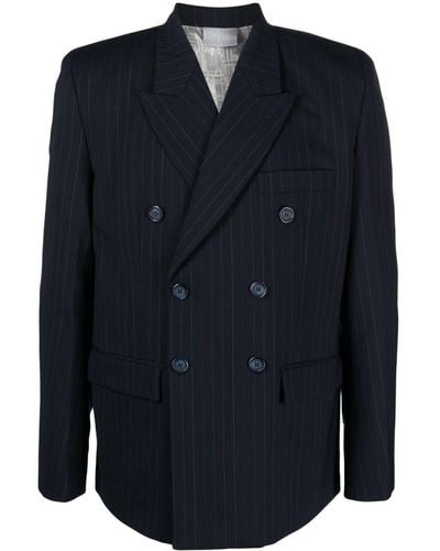 VTMNTS Pinstriped Double-breasted Blazer - Blue