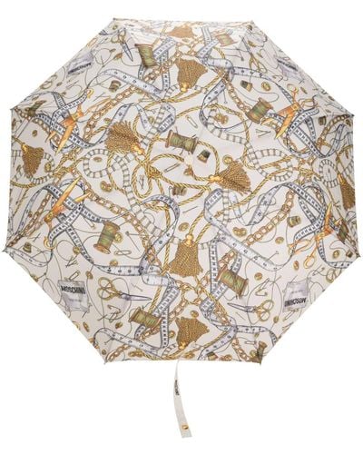 Moschino Chain-link Print Compact Umbrella - Natural