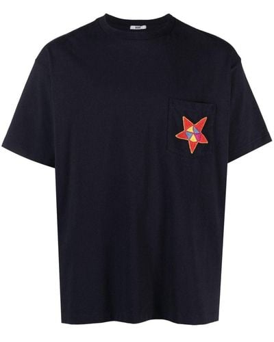 Bode Star-patch Short-sleeve T-shirt - Blue