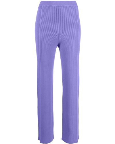 Aeron Ribbed Straight-leg Trousers - Purple