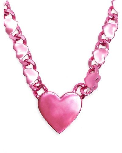 Natasha Zinko Giant Heart Pendant Necklace - Pink