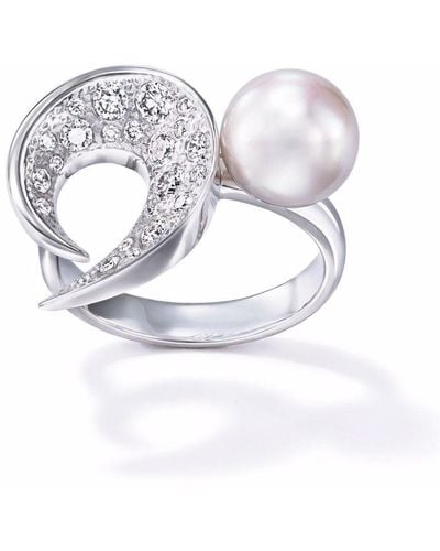 Tasaki 18kt White Gold Atelier Cove Diamond And Pearl Ring - Metallic