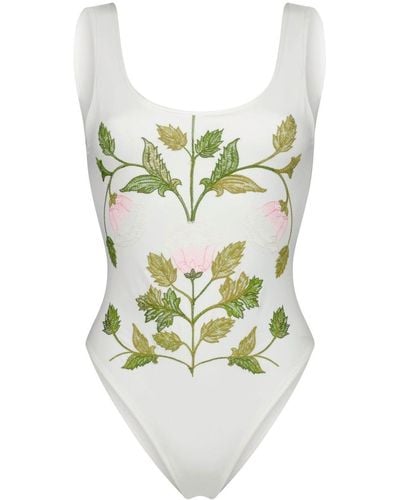 Giambattista Valli Floral-embroidery Swimsuit - White
