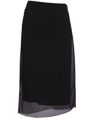 Prada Semi-sheer Midi Pencil Skirt - Black