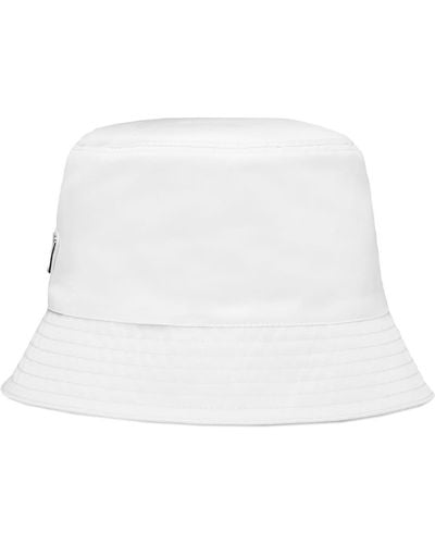 Prada Logo-plaque Recycled-nylon Bucket Hat - White