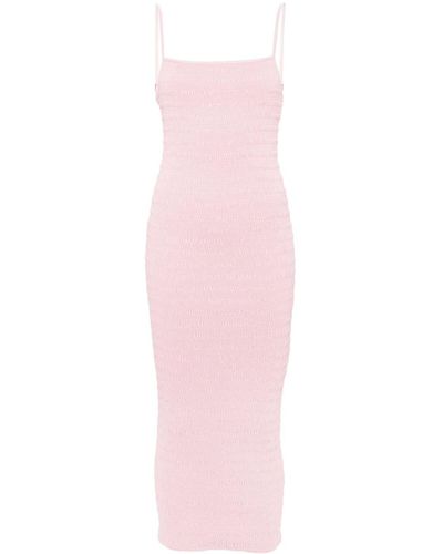 Nanushka Barra Smocked Midi Dress - Pink