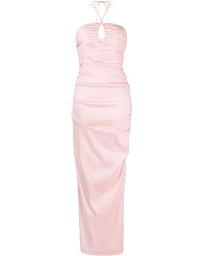 Rachel Gilbert Ayla Ruched Halterneck Dress - Pink
