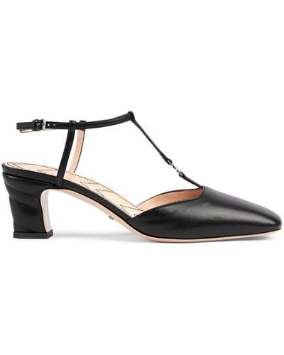 Gucci Leather Double G Slingback Court Shoes 55 - Black