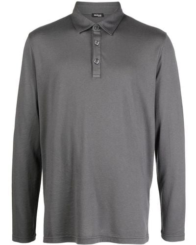 Kiton Long-sleeved Jersey Polo Shirt - Grey