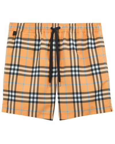 Burberry Karierte Badeshorts mit Kordelzug - Orange