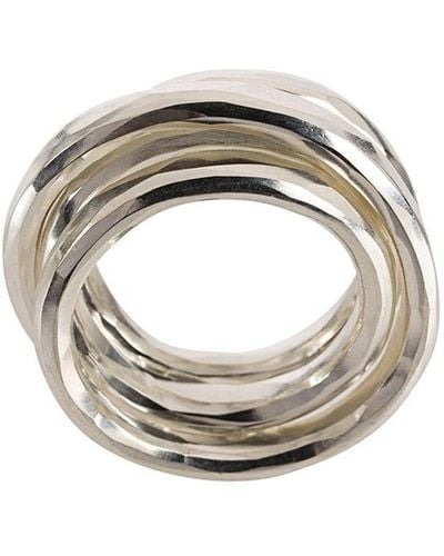 Werkstatt:münchen Multi Band Hammered Ring - Metallic