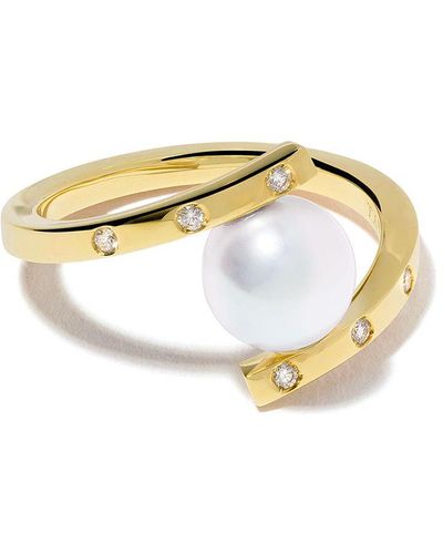 Tasaki 18kt Yellow Gold A Fine Balance Diamond And Akoya Pearl Ring - Metallic