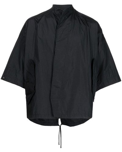 Julius Short-sleeve Wrap Shirt Jacket - Black