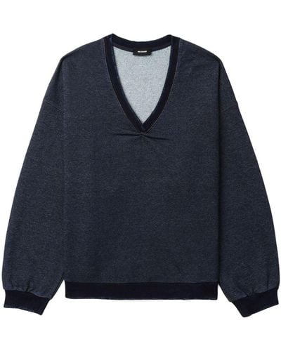 we11done Ruched-detail Cotton Sweatshirt - Blue