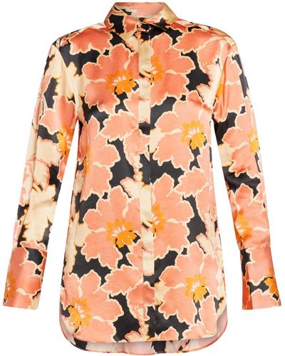 Shona Joy Rosa-print Silk Shirt - Orange