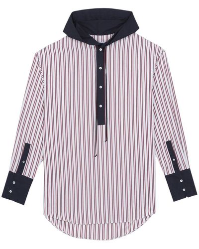 Bluemarble Striped Hooded Shirt - Red