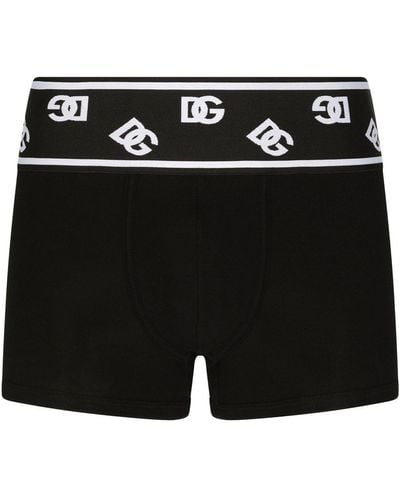 Dolce & Gabbana Dg-logo Ribbed Boxer Briefs - Black
