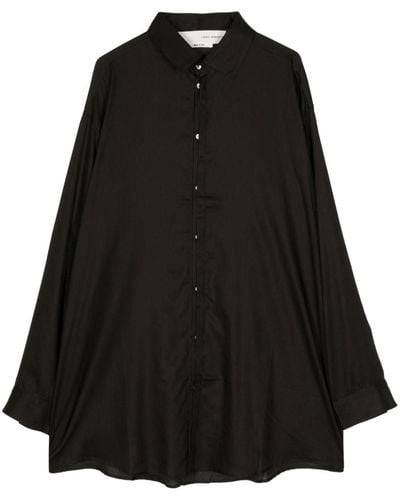 Isabel Benenato Long-length Cotton Shirt - Black