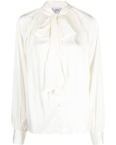 Atu Body Couture Camicia a maniche lunghe con fiocco - Bianco