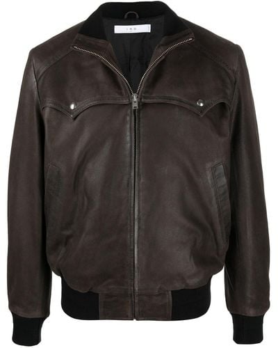 IRO Rib-trim Leather Jacket - Black