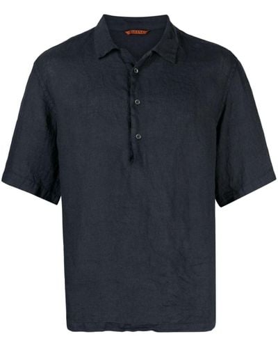 Barena Mola Camp-collar Linen Shirt - Blue
