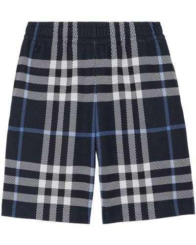 Burberry Cotton Check Shorts - Blue