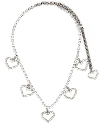 Alessandra Rich Crystal Heart Necklace - White