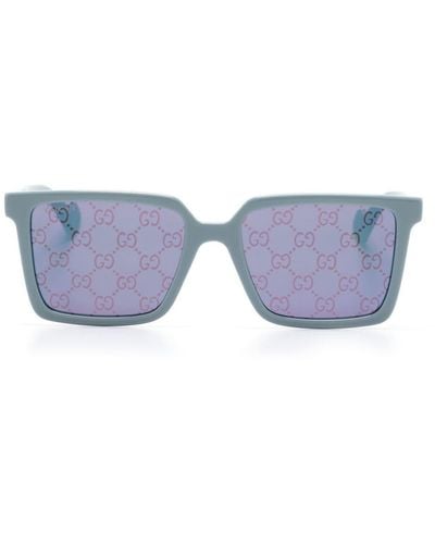 Gucci Sonnenbrille mit eckigem Gestell - Blau