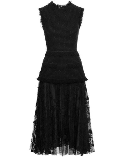 Oscar de la Renta Guipure-lace Velvet Midi Dress - Black