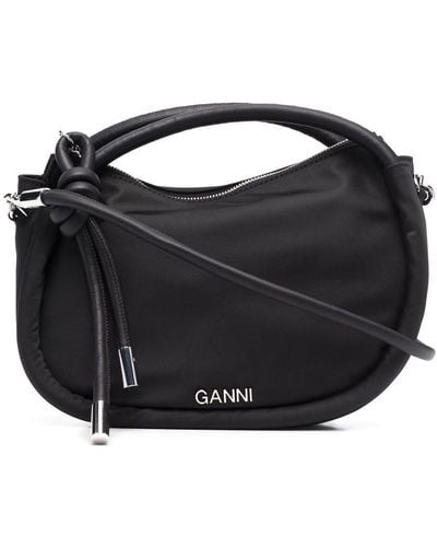 Ganni ロゴ ハンドバッグ - ブラック